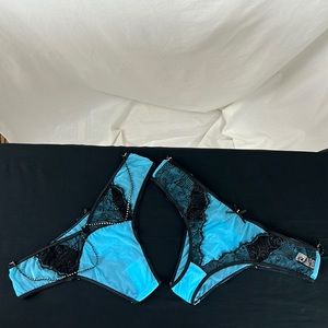 Fredericks of Hollywood SEDUCTION Rhinestone Chain Eyelash Lace Mesh Bikini, XL